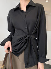 Lapel Solid Color Irregular Design Blouses Shirts Top